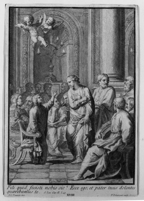 disputa di Gesù con i dottori nel tempio (dipinto) di Polanzani Felice (sec. XVIII)
