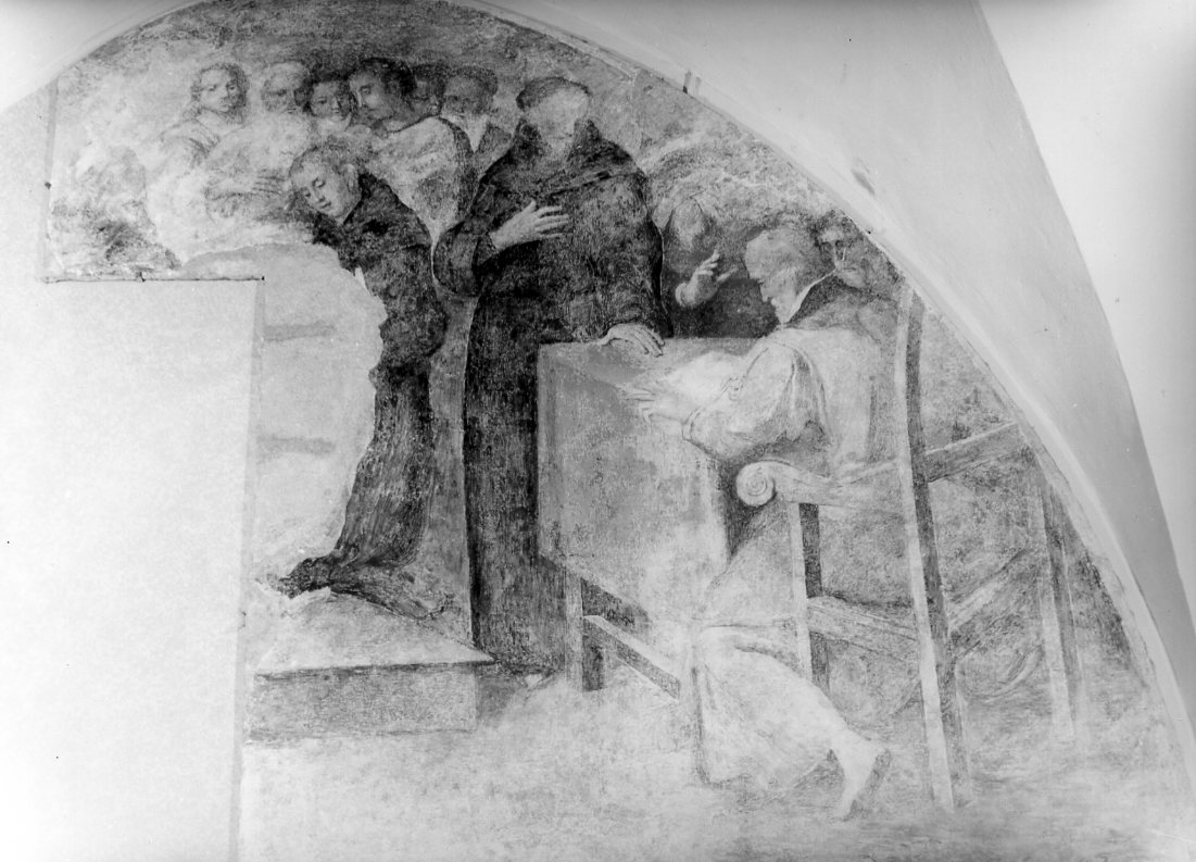 scena monastica (dipinto, frammento) - ambito forlivese (fine sec. XVI)