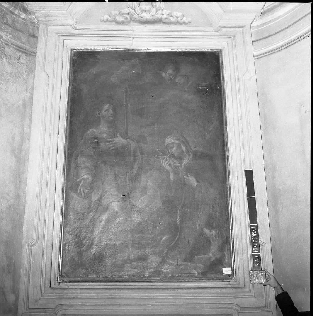 San Rocco e Santa Margherita da Cortona (dipinto) di Marchetti Giuseppe (attribuito) (sec. XVIII)