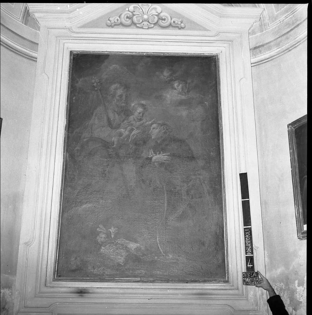 San Giuseppe con Gesù Bambino e Sant'Antonio da Padova (dipinto) di Marchetti Giuseppe (attribuito) (sec. XVIII)