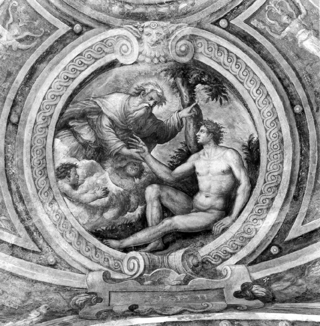 creazione di Adamo (dipinto, elemento d'insieme) di Tonducci Giulio (sec. XVI)