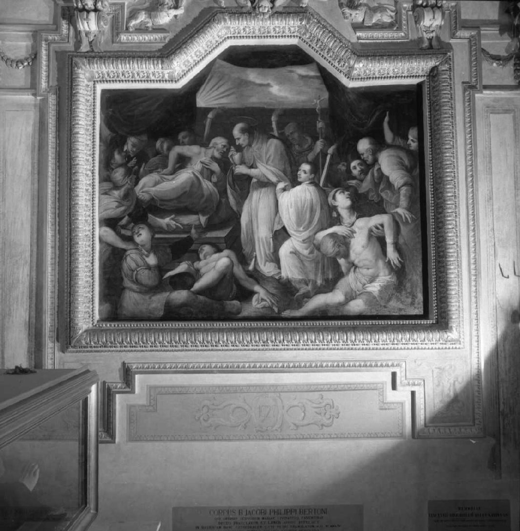 San Carlo Borromeo comunica gli appestati (dipinto) di Fenzoni Ferraù (sec. XVII)