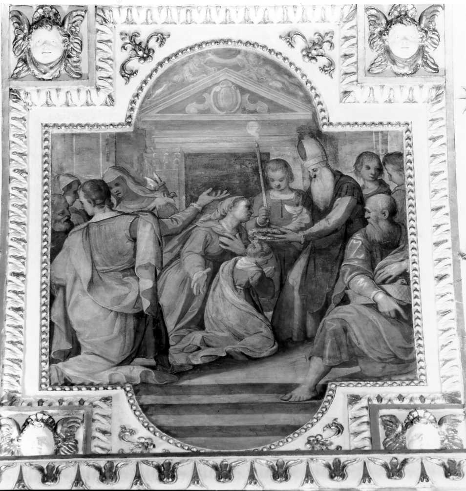 presentazione di Maria Vergine al tempio (dipinto, elemento d'insieme) di Marini Benedetto (sec. XVII, sec. XX)