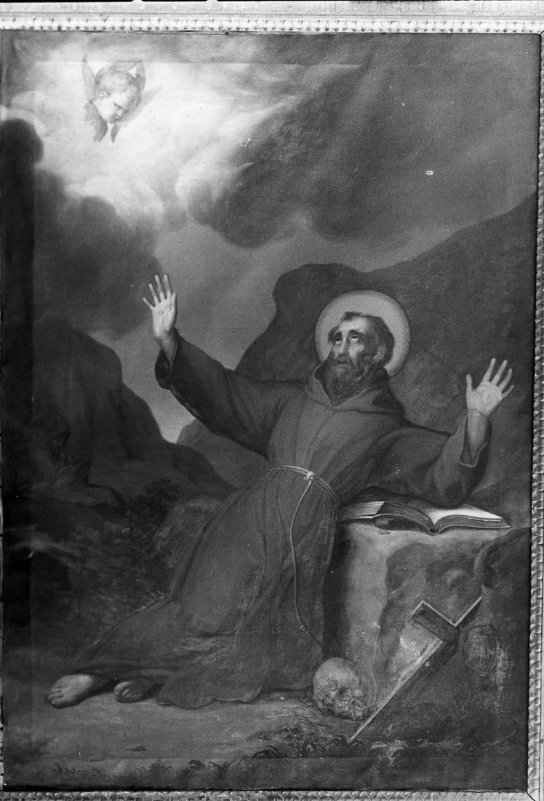 San Francesco d'Assisi riceve le stimmate (dipinto) - ambito romano (seconda metà sec. XIX)