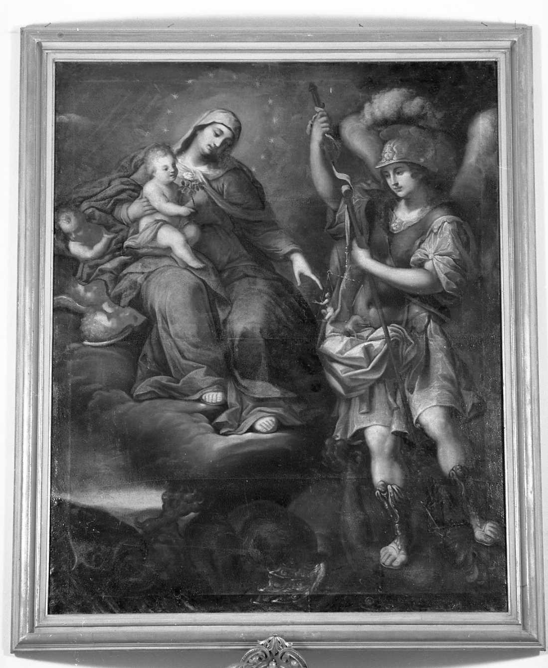 Madonna con Bambino e San Michele arcangelo (pala d'altare) - ambito romagnolo (sec. XVII)