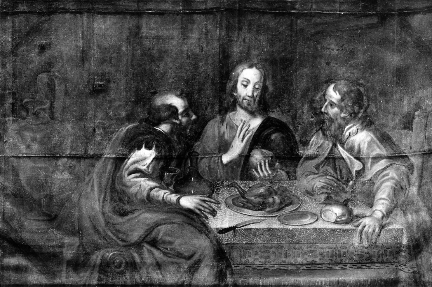 cena in Emmaus (dipinto) - ambito emiliano-romagnolo (prima metà sec. XVII)