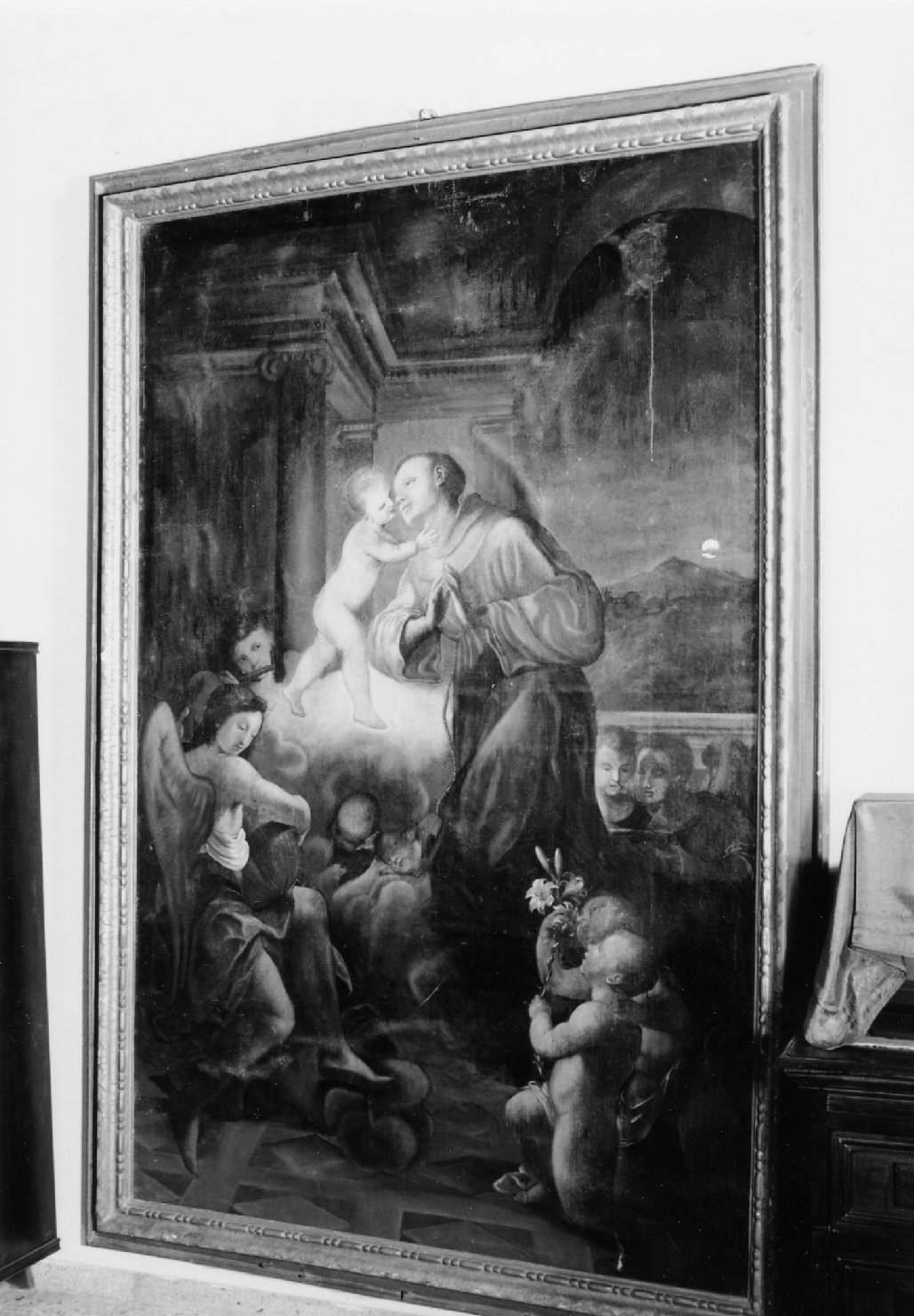 Sant'Antonio da Padova con il bambino (dipinto) - ambito romagnolo (metà sec. XVIII)