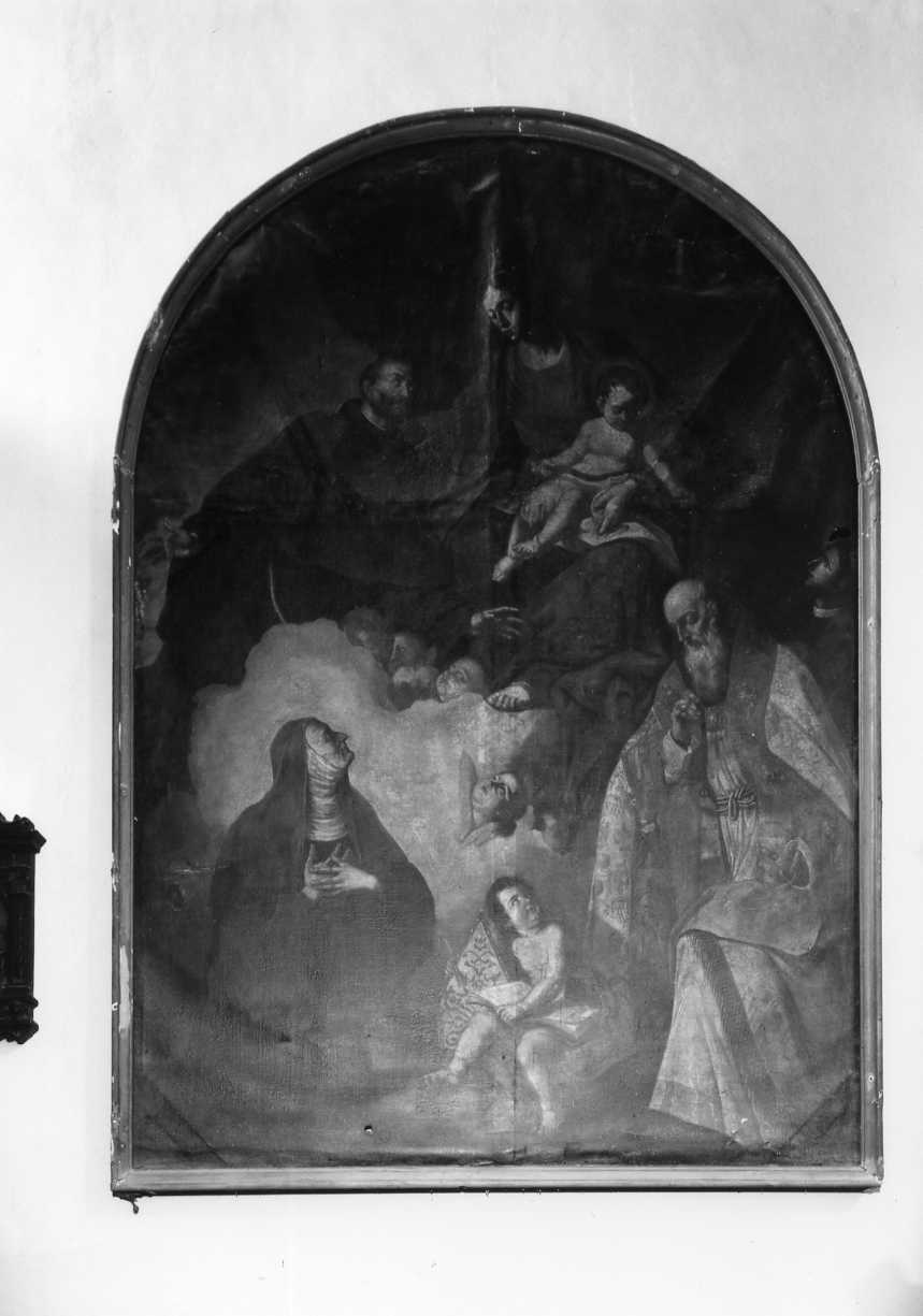 Madonna col Bambino, Santa Monica, Sant'Agostino e un altro Santo (pala d'altare) di Savolini Cristoforo (seconda metà sec. XVII)