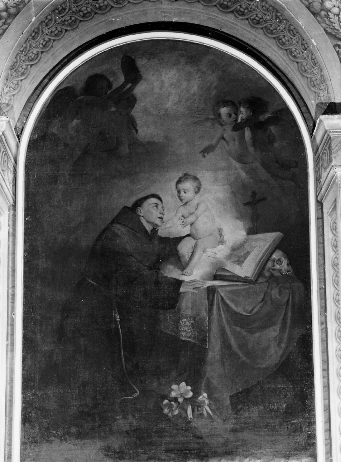 sant'Antonio da Padova con Gesù bambino (dipinto) di Simonazzi Antonio (sec. XIX)