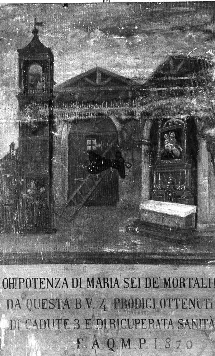 devoto salvato dalla Madonna di Corzano (ex voto dipinto) - ambito tosco-romagnolo (sec. XIX)