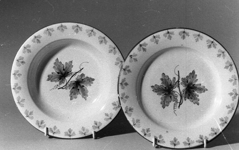 motivi decorativi a tralci di vite (piatto fondo) - manifattura Ferniani (prima metà sec. XIX)