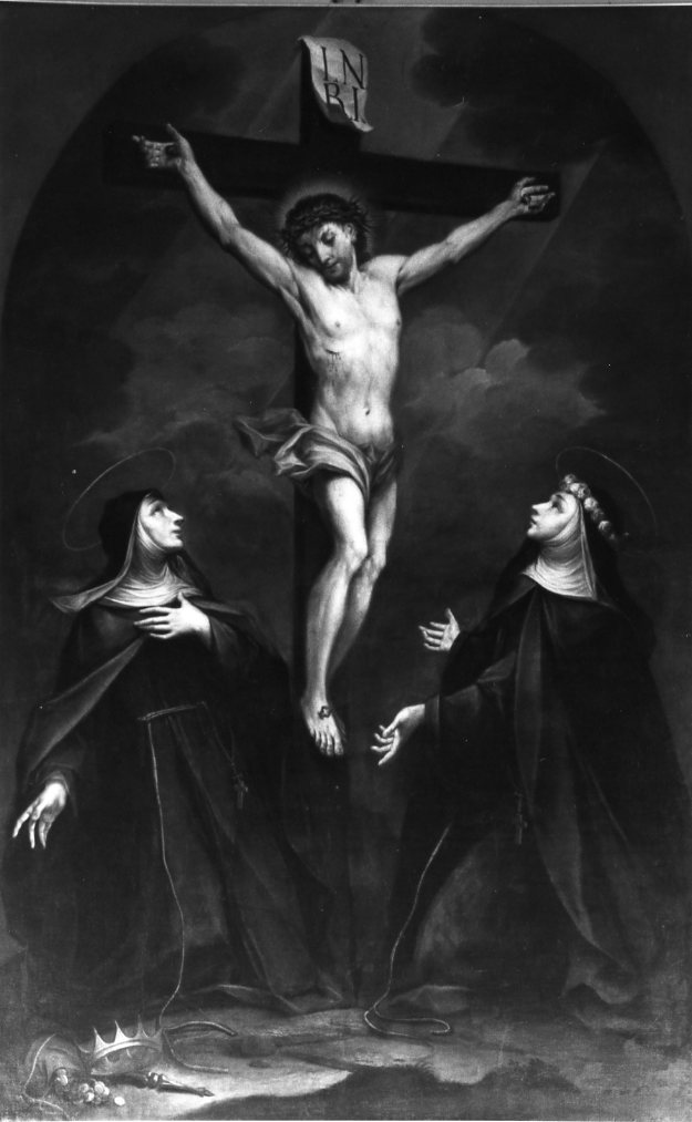Cristo Crocifisso con Santa Elisabetta D' Ungheria e Santa Rita (?), Cristo crocifisso (dipinto) - ambito romagnolo (sec. XVIII)
