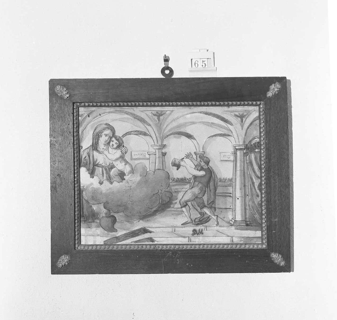 apparizione della Madonna con Bambino/ devoti in preghiera (ex voto) - ambito emiliano-romagnolo (sec. XIX)