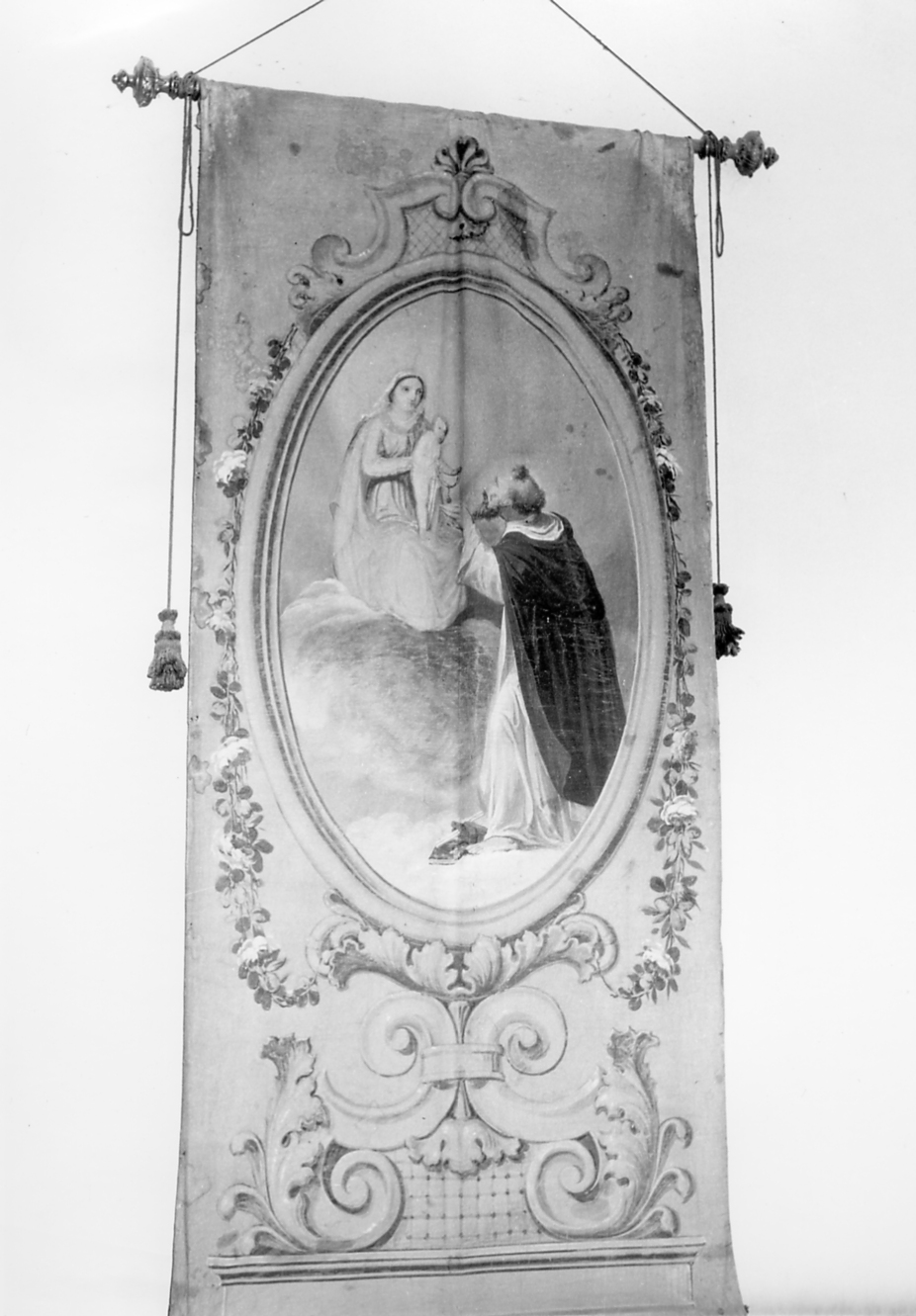 Madonna del Rosario e San Domenico (stendardo) - ambito italiano (sec. XIX)