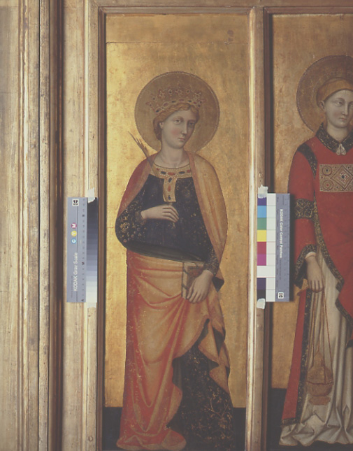 Santa Giustina (dipinto, elemento d'insieme) di Stefano di Sant' Agnese (attribuito) (ultimo quarto sec. XIV)