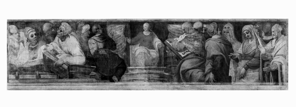 Disputa di Gesù con i dottori nel tempio (dipinto, elemento d'insieme) di Mazzuoli Giuseppe detto Bastarolo (e aiuti) (sec. XVI)