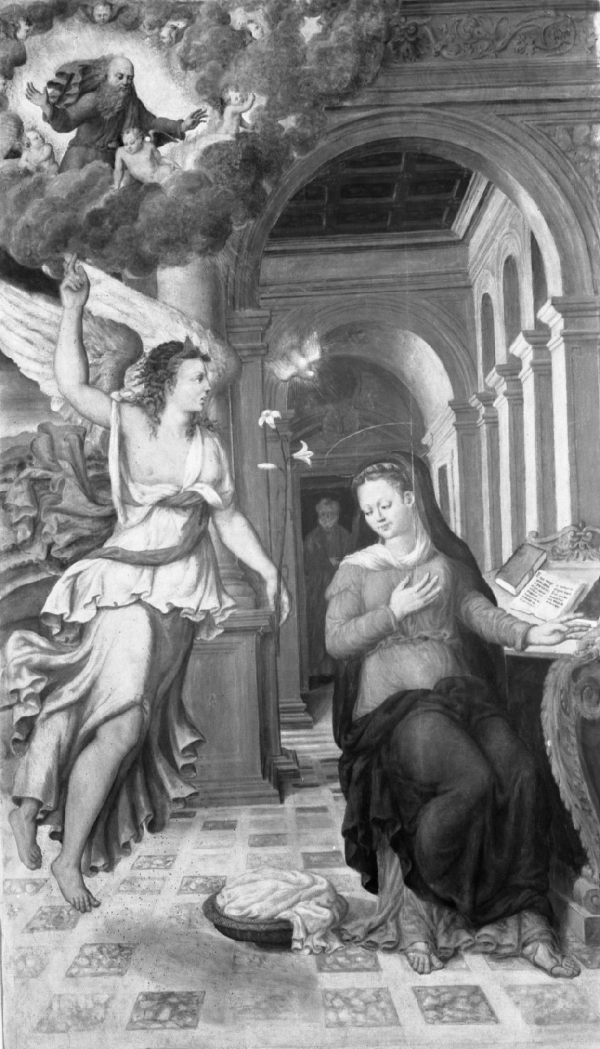 Annunciazione (dipinto, elemento d'insieme) di Roselli Niccolò (sec. XVI)