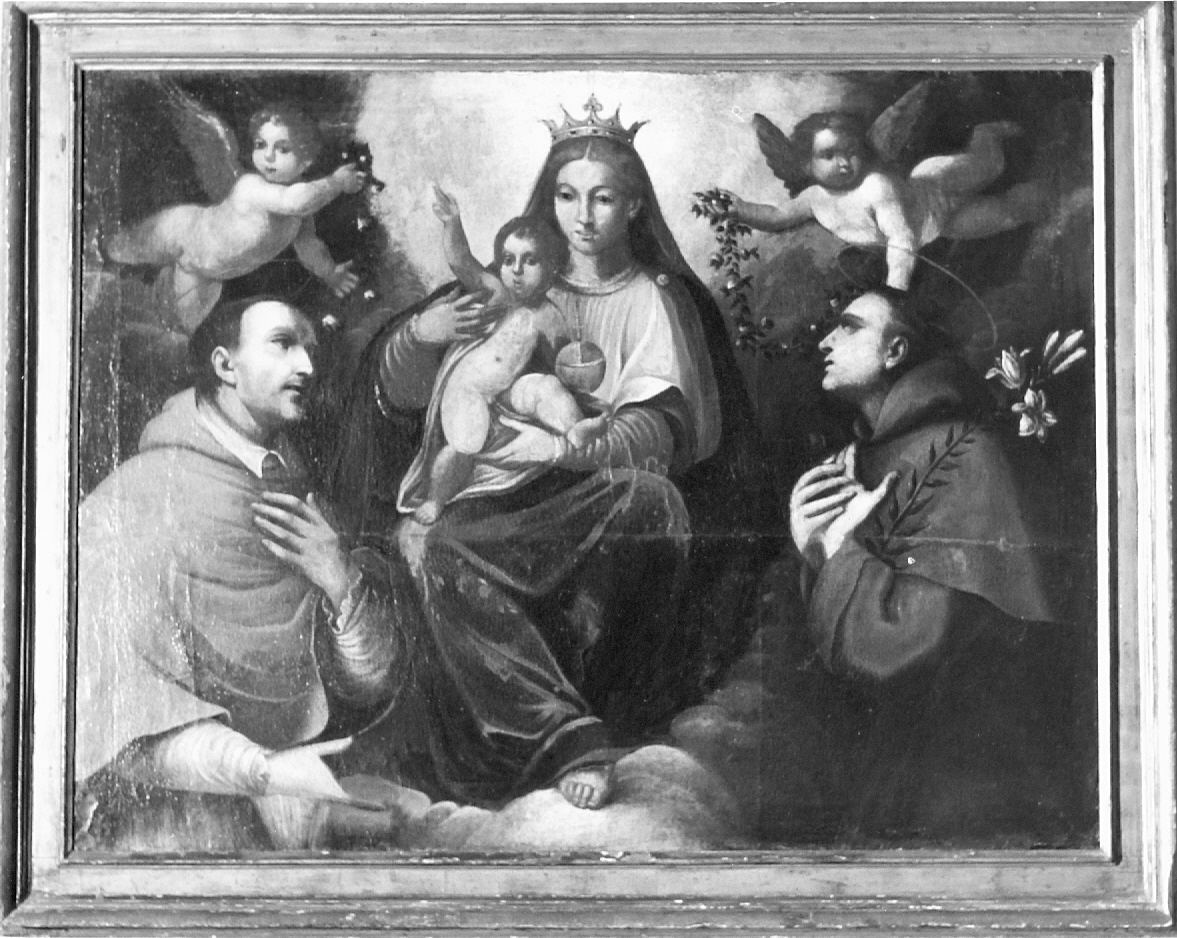 Madonna col Bambino tra San Carlo e Sant'Antonio da Padova (dipinto) - ambito emiliano-romagnolo (fine sec. XVII)