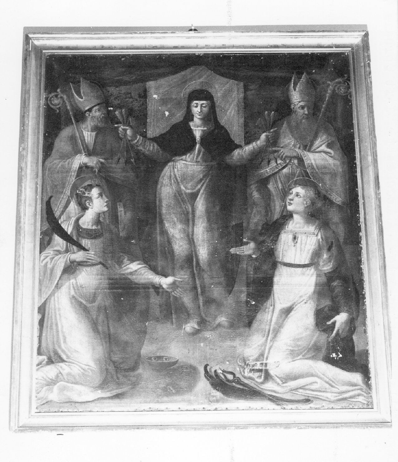 Madonna delle Grazie di Faenza e quattro santi (dipinto) - ambito emiliano-romagnolo (fine/inizio secc. XVI/ XVII)