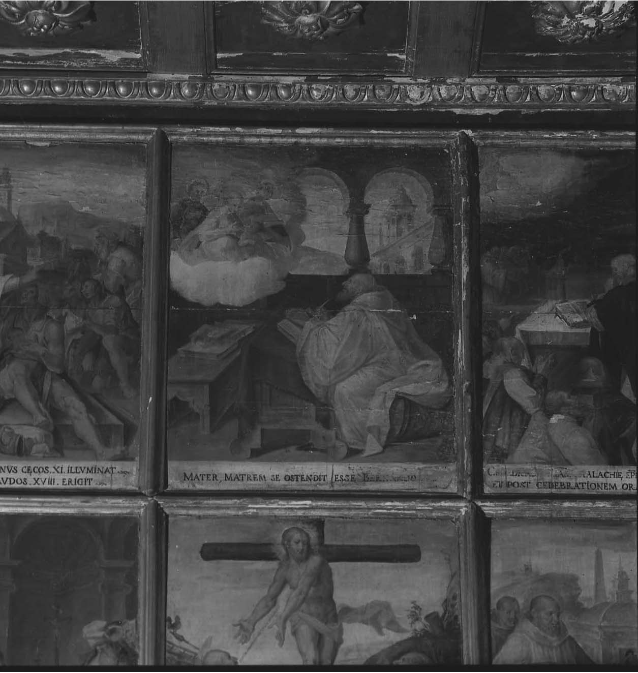 storie di San Bernardo di Chiaravalle, apparizione della Madonna (dipinto, elemento d'insieme) di Rocchetti Marcantonio (secc. XVI/ XVII)
