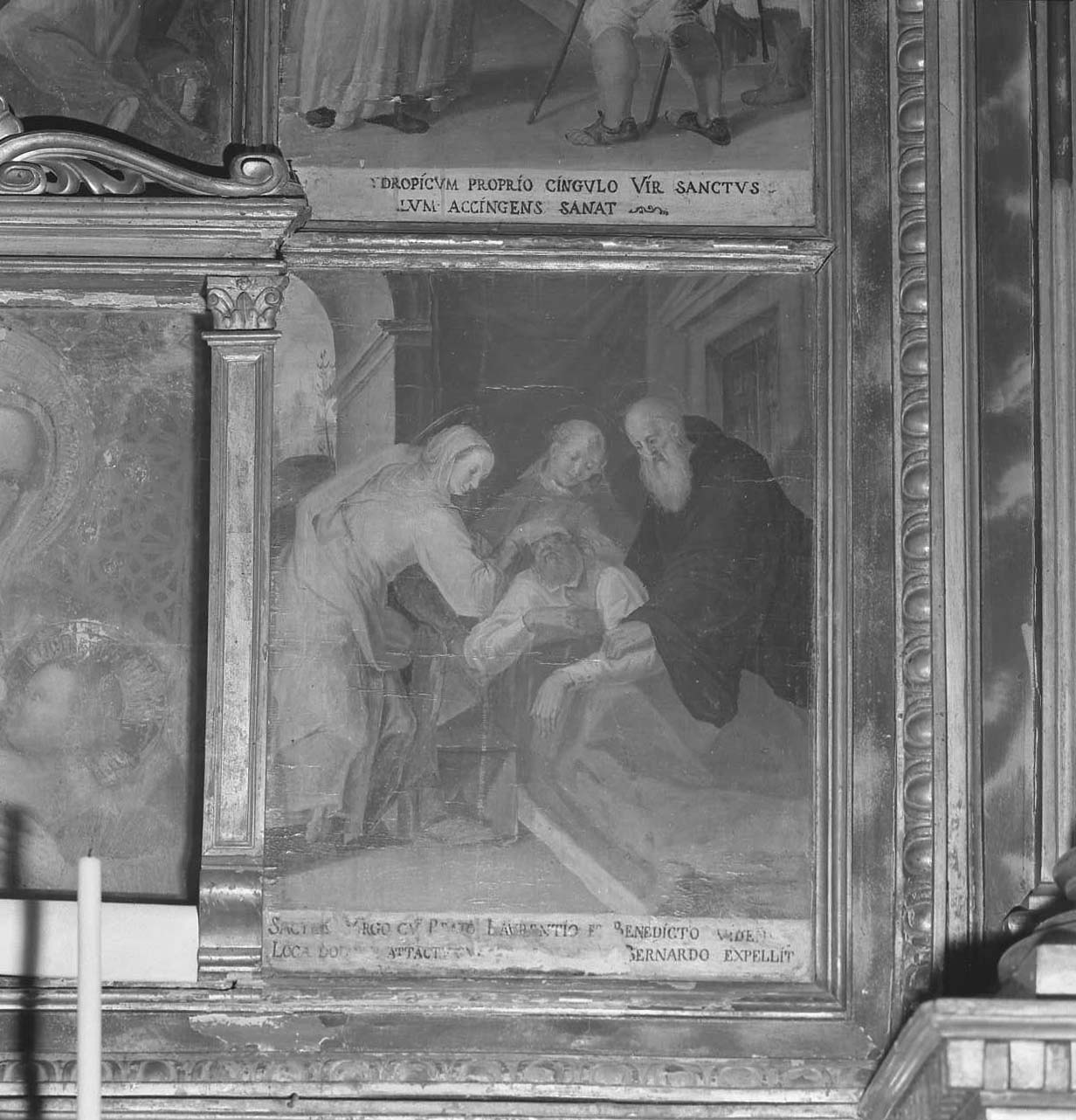 storie di San Bernardo di Chiaravalle, la Madonna risana il Santo (dipinto, elemento d'insieme) di Rocchetti Marcantonio (secc. XVI/ XVII)