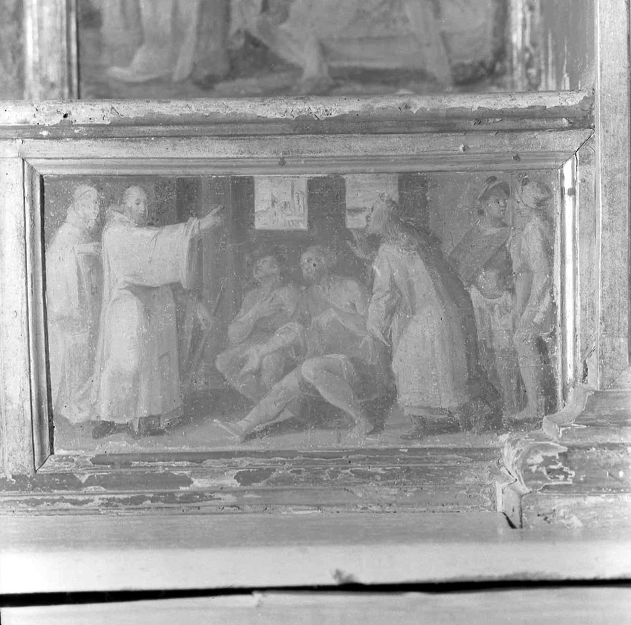 storie di San Bernardo di Chiaravalle, il Santo benedice gli appestati (dipinto, elemento d'insieme) di Rocchetti Marcantonio (secc. XVI/ XVII)