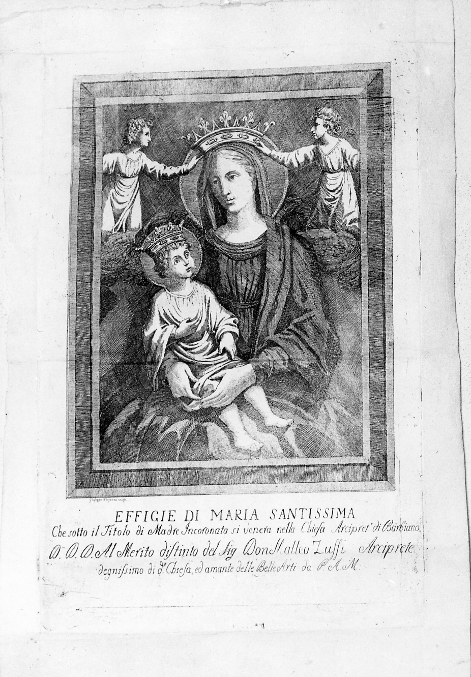 Madonna Incoronata, Madonna con Bambino (oggetto devozionale) di Fugazza Giuseppe (prima metà sec. XIX)