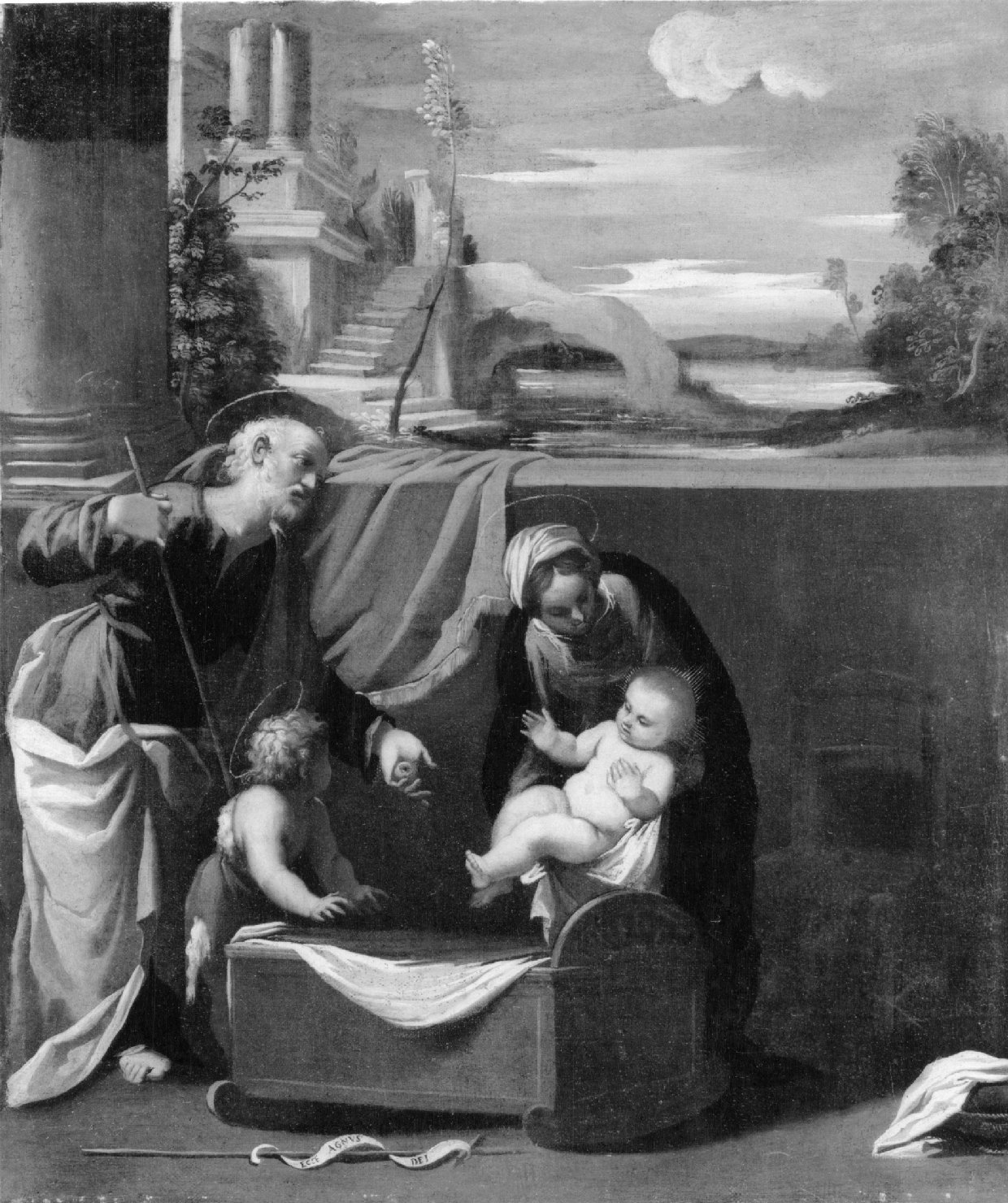 Sacra Famiglia con San Giovannino (dipinto) di Bononi Carlo (sec. XVII)