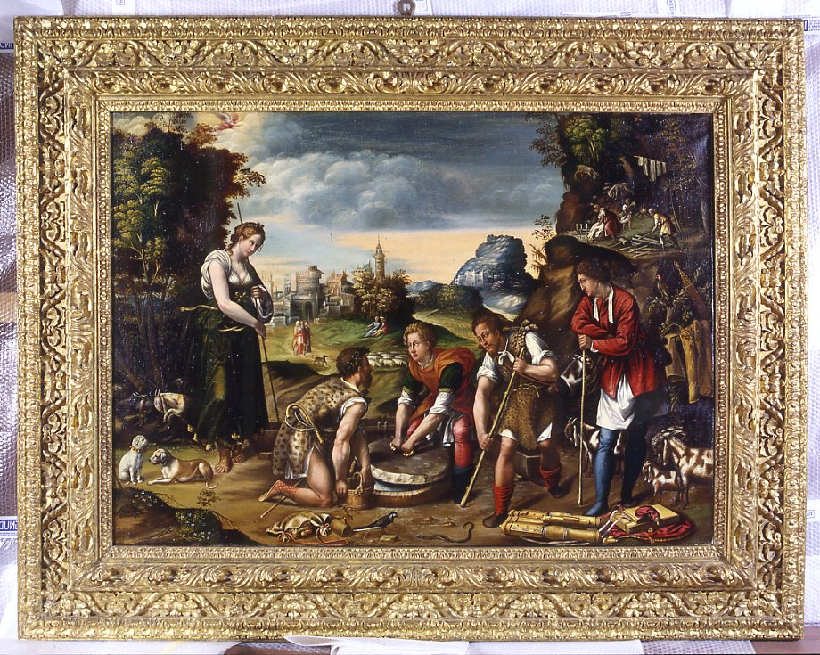 Giacobbe e Rachele al pozzo (dipinto) di Maestro dei Dodici Apostoli (secondo quarto sec. XVI)