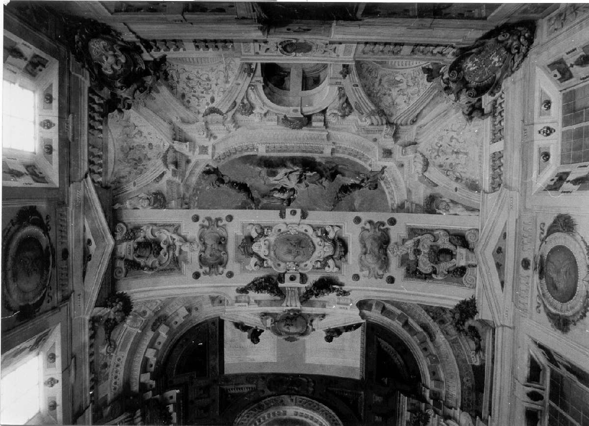 Giunone, Frine e Mercurio (soffitto dipinto) di Mitelli Agostino, Colonna Angelo Michele (prima metà sec. XVII)