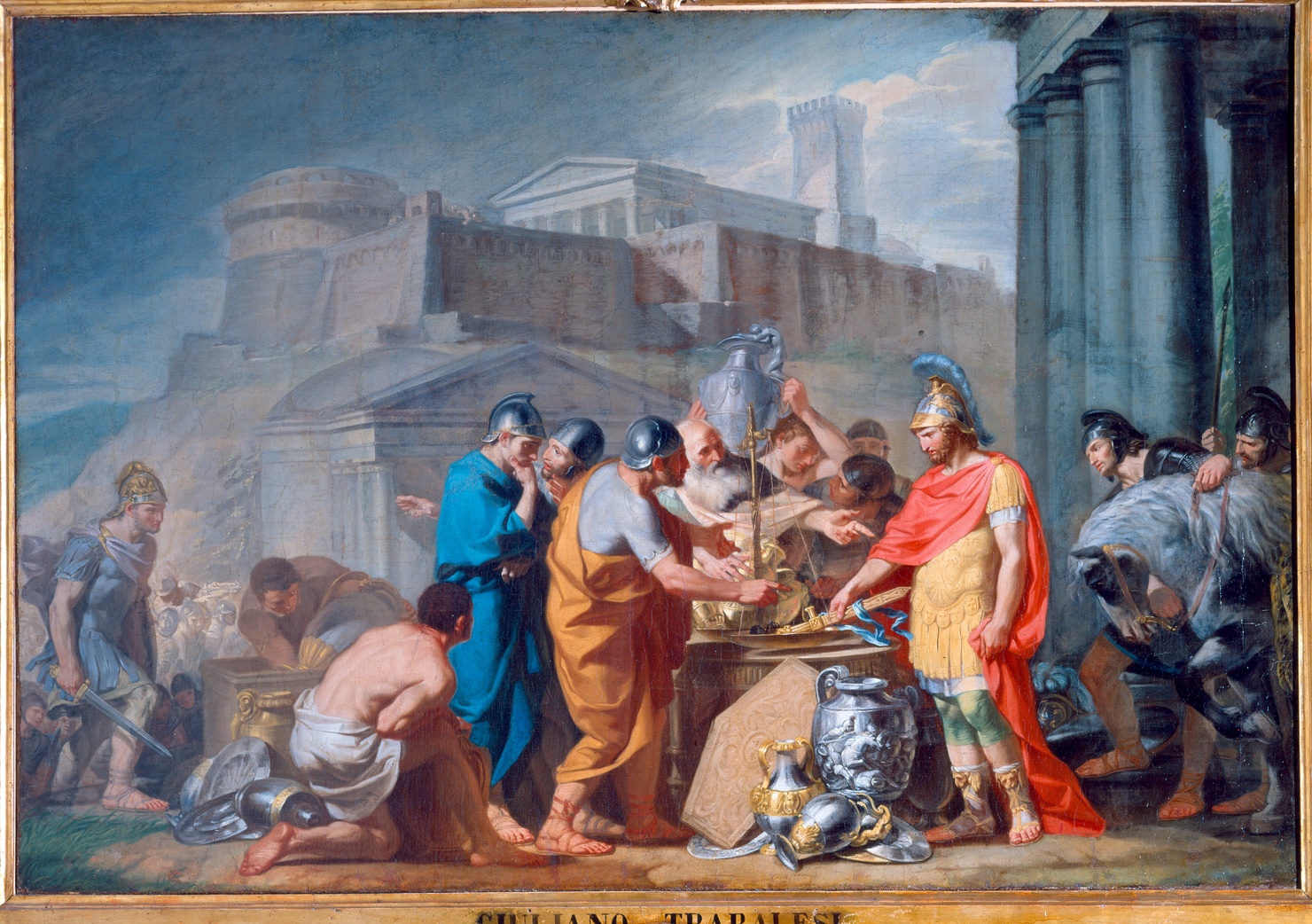 Furio Camillo libera Roma (dipinto) di Traballesi Giuliano (sec. XVIII)