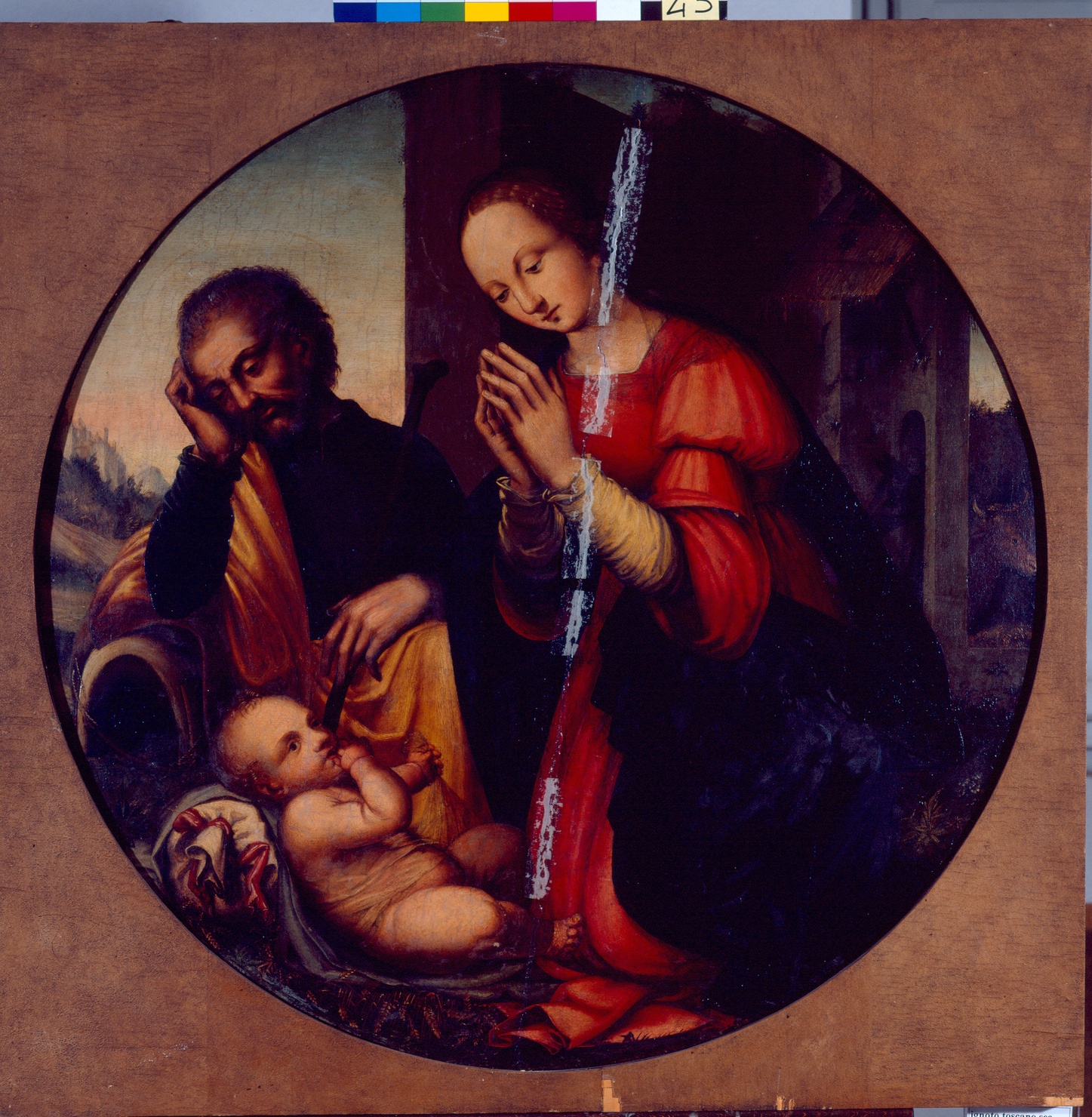 adorazione del Bambino Gesù (dipinto) di Bugiardini Giuliano (fine/inizio secc. XV/ XVI)