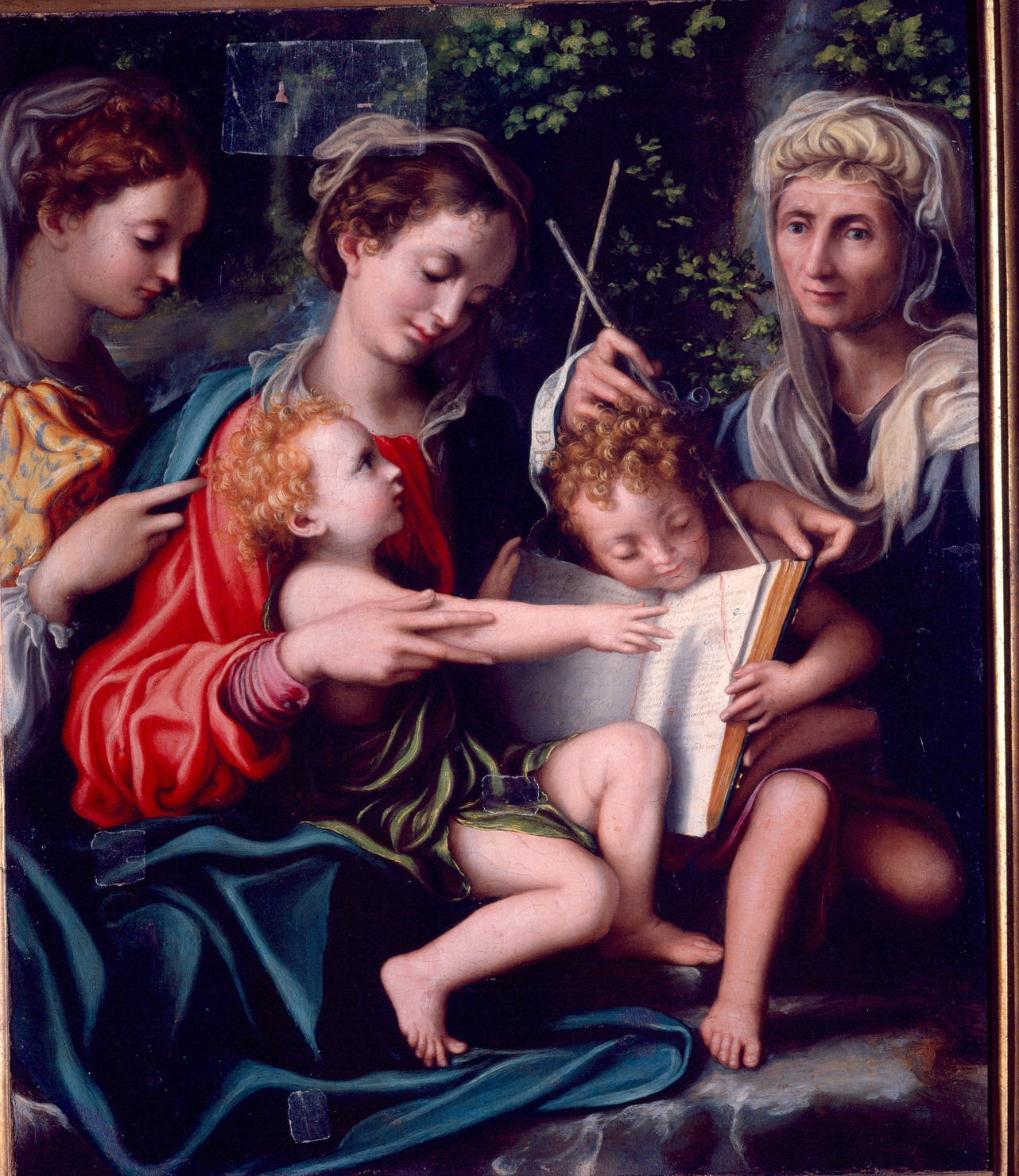 Madonna con Bambino e san Giovannino fra le sante Maria Maddalena ed Elisabetta (dipinto) di Gandini del Grano Giorgio (sec. XVI)