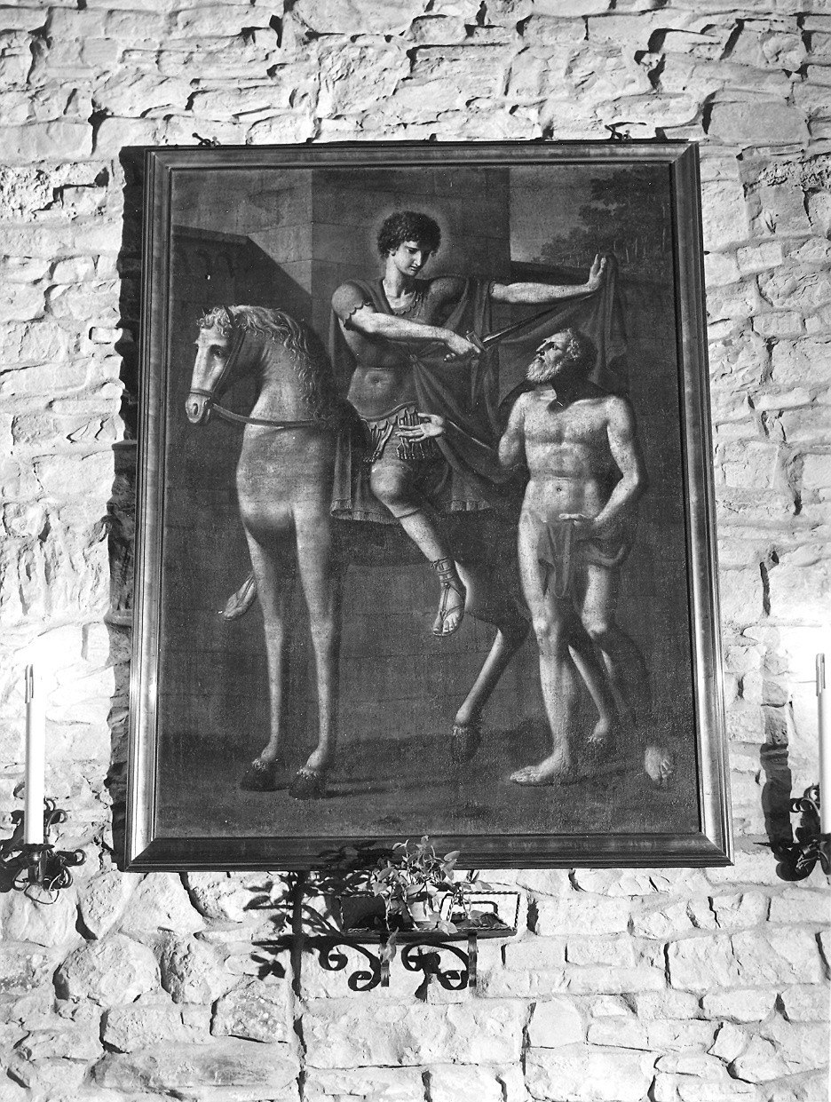 San Martino dona parte del mantello al povero (dipinto) - ambito piacentino (prima metà sec. XIX)