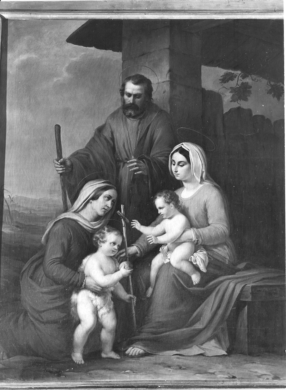 Sacra Famiglia con San Giovannino e Sant'Elisabetta (dipinto) di Bozzini Paolo (sec. XIX)