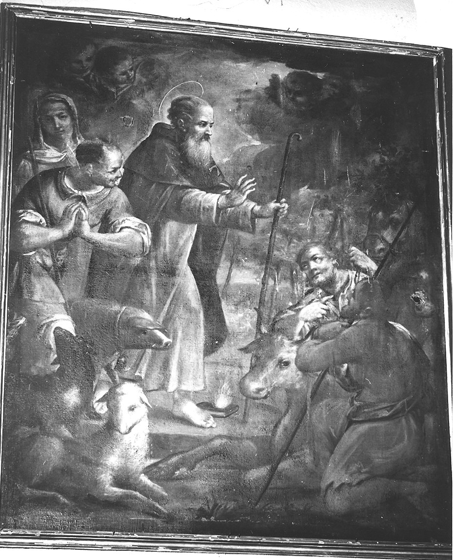 Sant'Antonio Abate benedice i pastori (dipinto) - ambito emiliano (prima metà sec. XVIII)