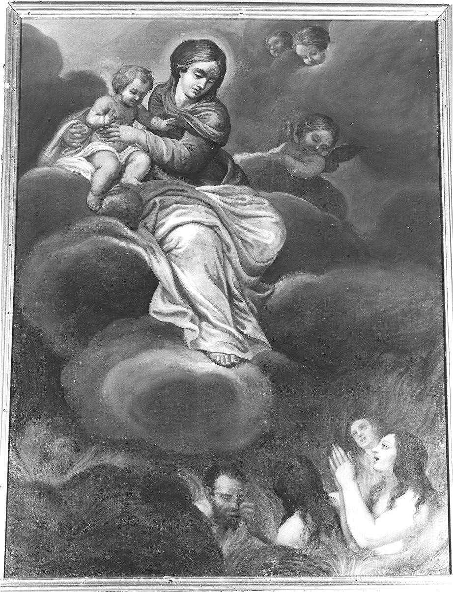 Madonna con Bambino, angeli e anime purganti (dipinto) - ambito piacentino (sec. XIX)