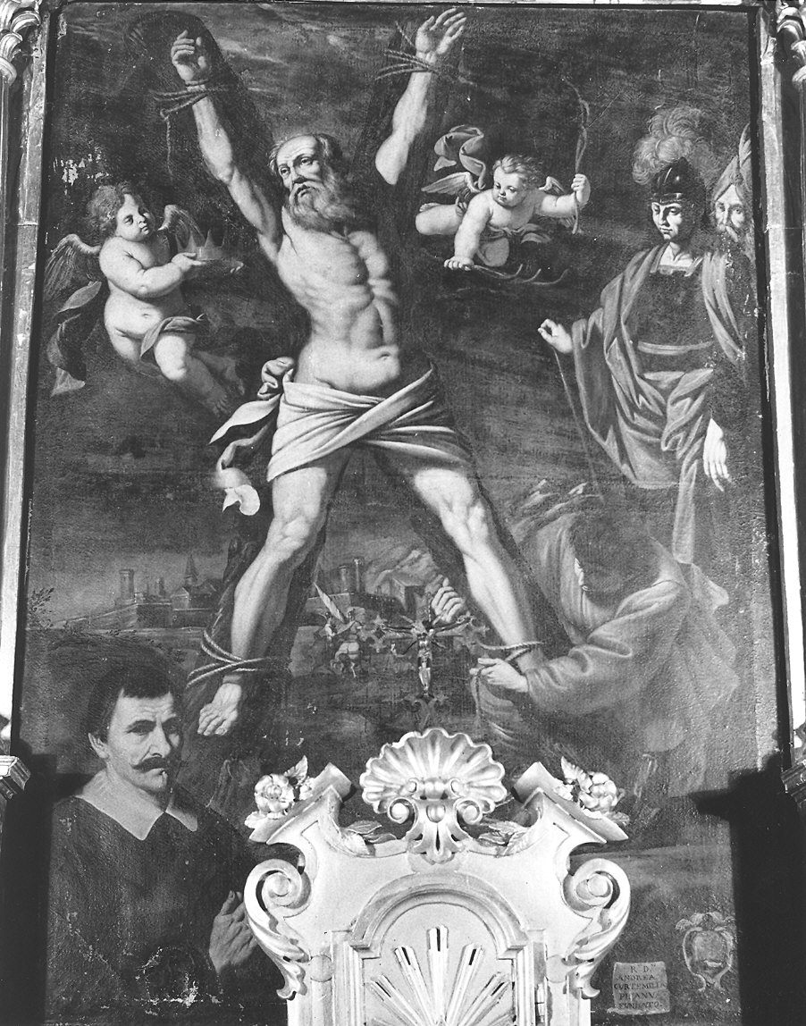 crocifissione di Sant'Andrea (dipinto) - ambito emiliano-lombardo (sec. XVII)