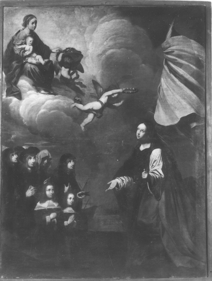 Madonna con Sant'Orsola, le prime dame Orsoline e le prime educande (dipinto) - ambito lombardo (sec. XVII)