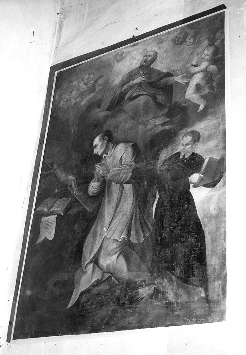 San Carlo Borromeo in adorazione della croce (dipinto) - ambito emiliano (metà sec. XVIII)