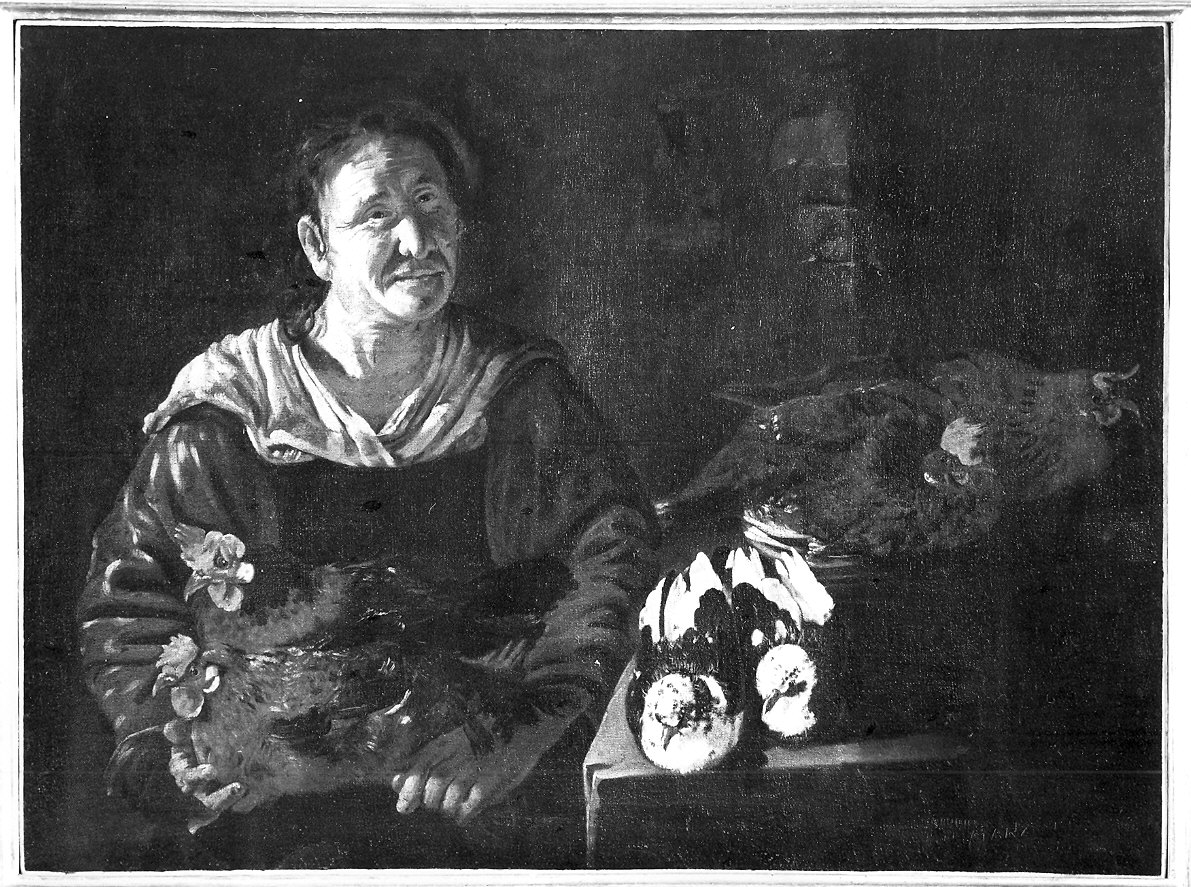 vecchia con pollame (dipinto) di Keilhau Eberhart detto Monsù Bernardo (attribuito) (metà sec. XVII)