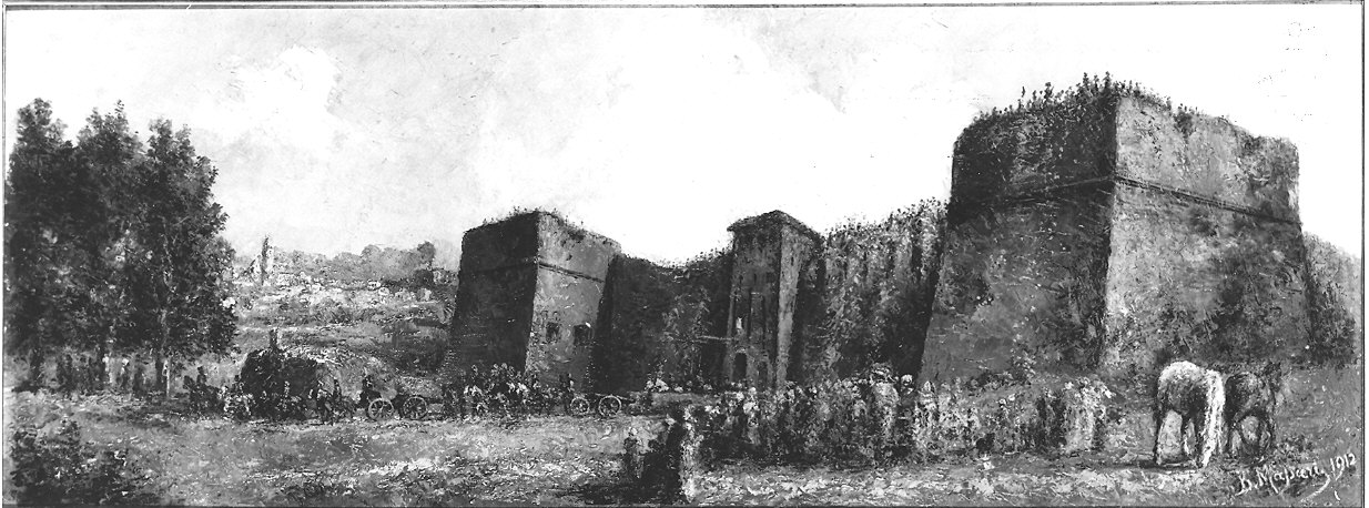 gli austriaci abbandonano il castello di Piacenza (dipinto) di Massari Bernardino (sec. XX)