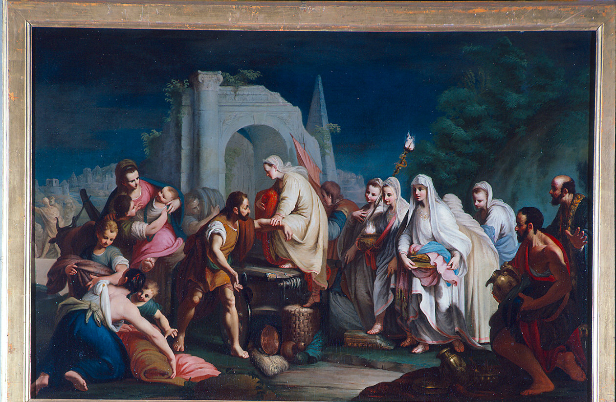 Lucio Albino accoglie sul carro le Vestali (dipinto) di Fryer Gaetano (terzo quarto sec. XVIII)