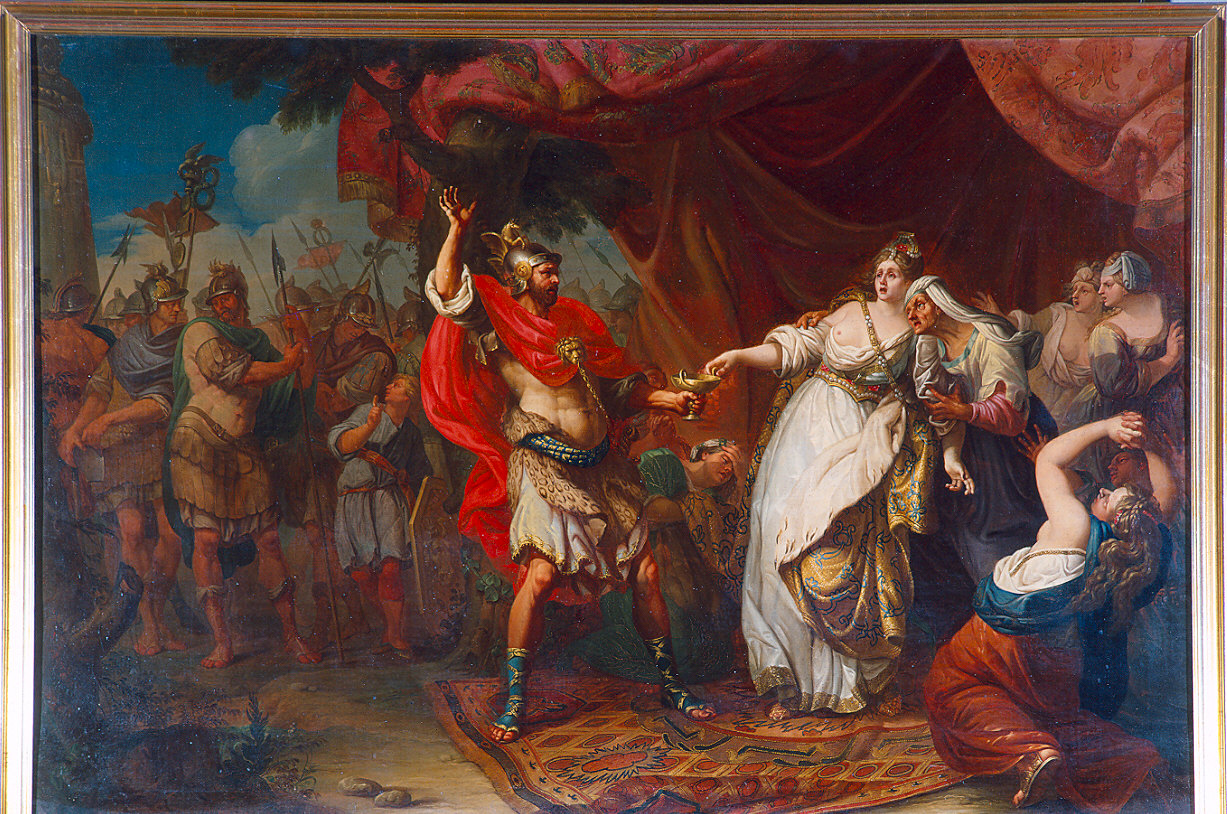 Massinissa re dei Numidi presenta il veleno a Sofonisba (dipinto) di Pessina Pier Paolo (ultimo quarto sec. XVIII)