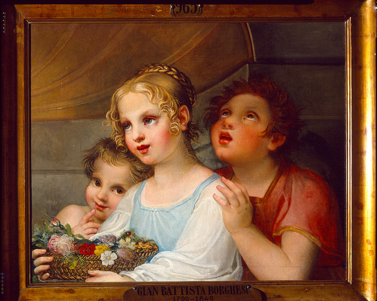 gruppo con tre fanciulli (dipinto, frammento) di Borghesi Giovan Battista (secondo quarto sec. XIX)