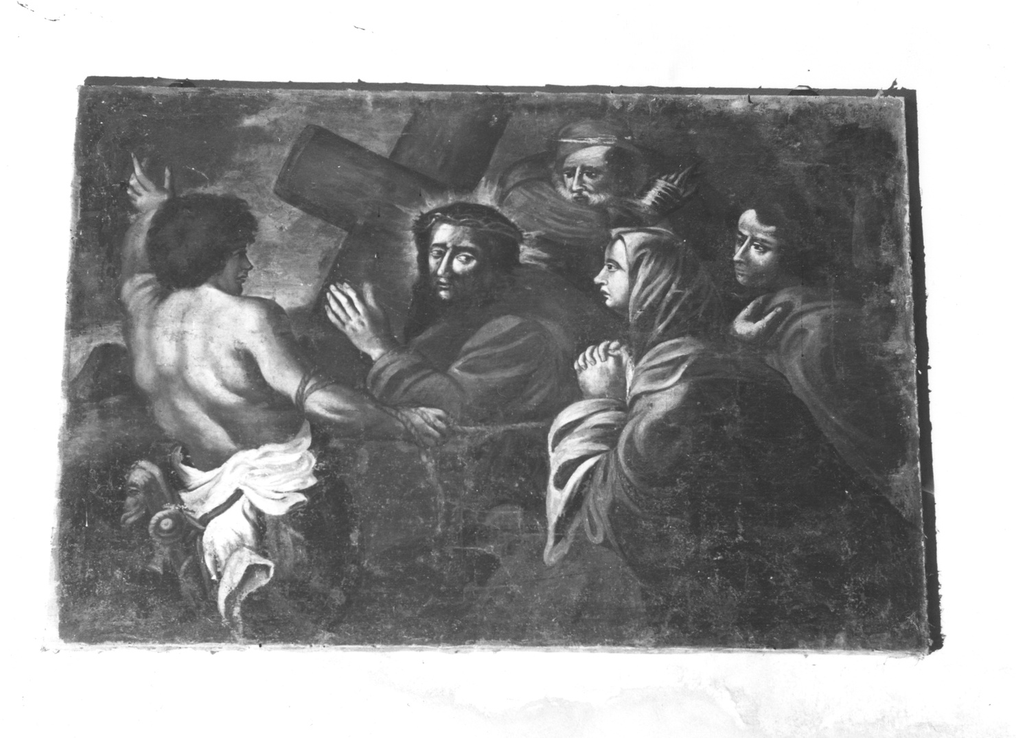 stazione IV: Gesù incontra la Madonna (dipinto) - ambito piacentino (inizio sec. XVIII)