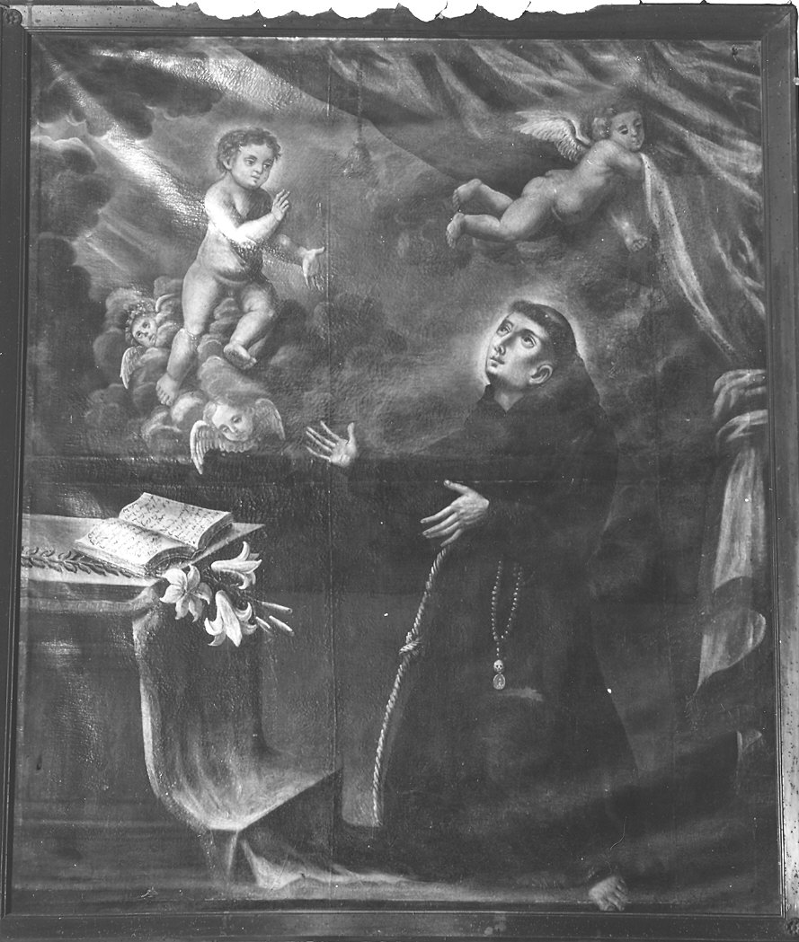 apparizione di Gesù Bambino a Sant'Antonio da Padova (dipinto) - ambito piacentino (sec. XVIII)