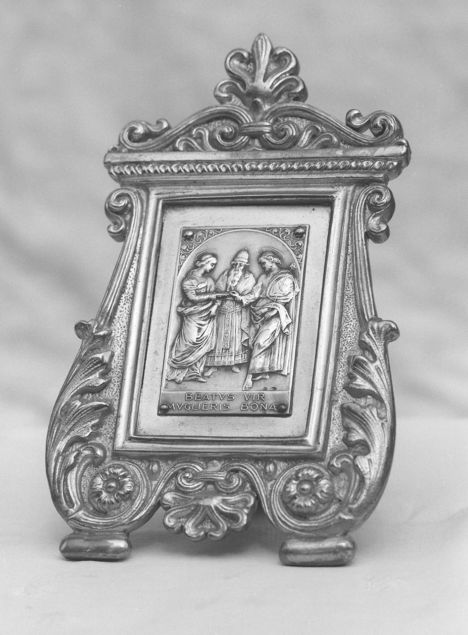 Sposalizio di Maria Vergine (pace - a tavoletta, architettonica) - produzione emiliana (prima metà sec. XX)