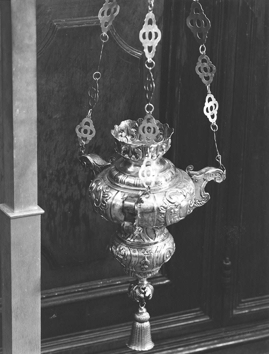 lampada pensile a vaso, coppia - bottega piacentina (sec. XVIII)