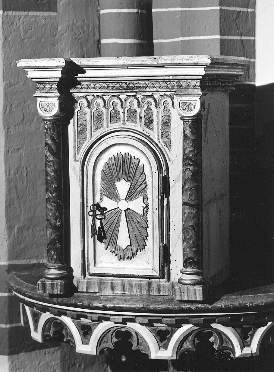 tabernacolo - a frontale architettonico - bottega piacentina (seconda metà sec. XIX)
